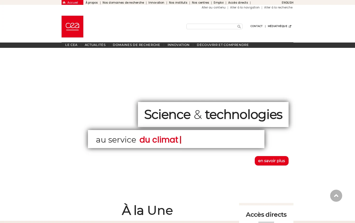 CEA/Recherche et innovation 页面快照